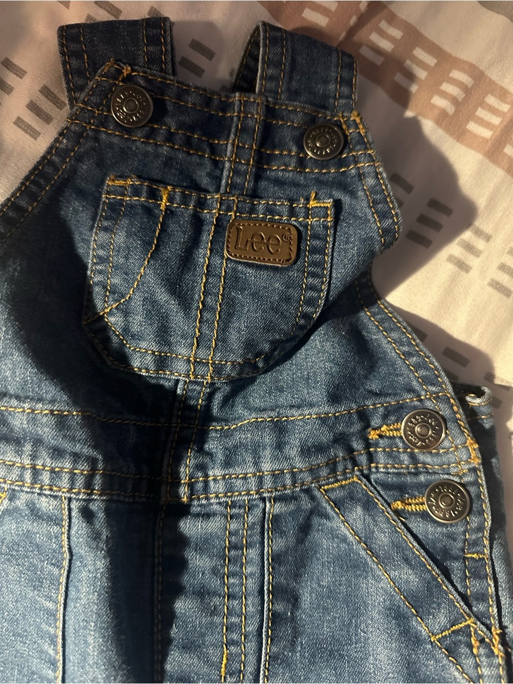 Lee Dark Blue Denim Overalls with Yellow Stitching